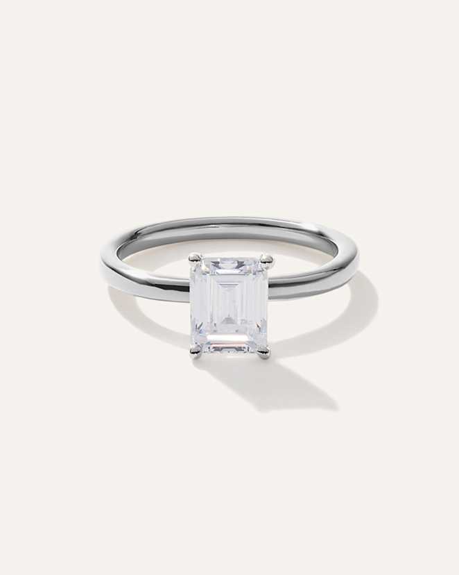 Platinum Lab Grown Diamond Emerald Comfort Fit Engagement Ring - 2ct