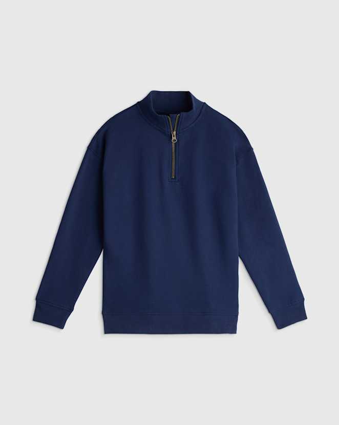 Navy Organic Cotton French Terry Quarter-Zip