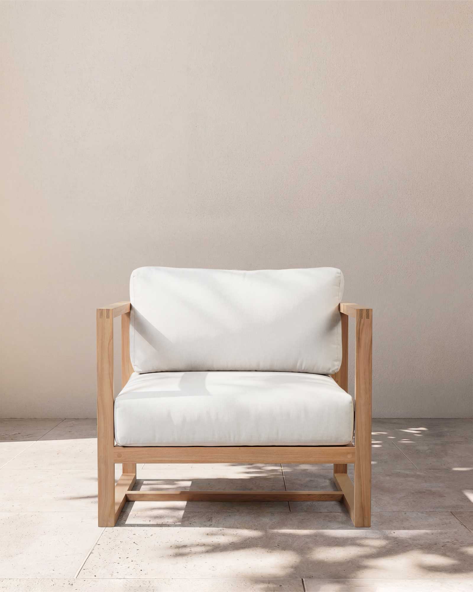 Natural Teak Linear Solid Teak Outdoor Lounge Chair