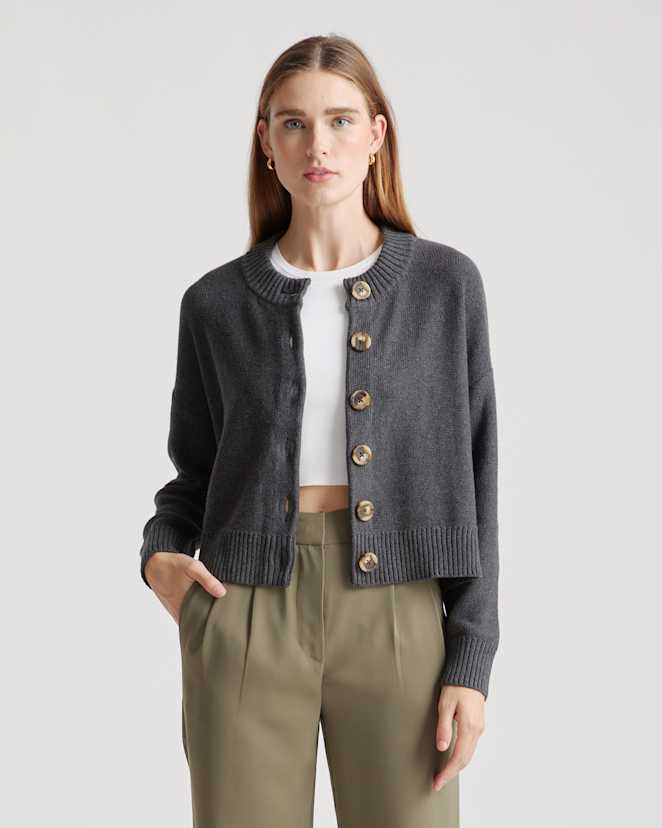 Charcoal 100% Organic Cotton Cropped Cardigan