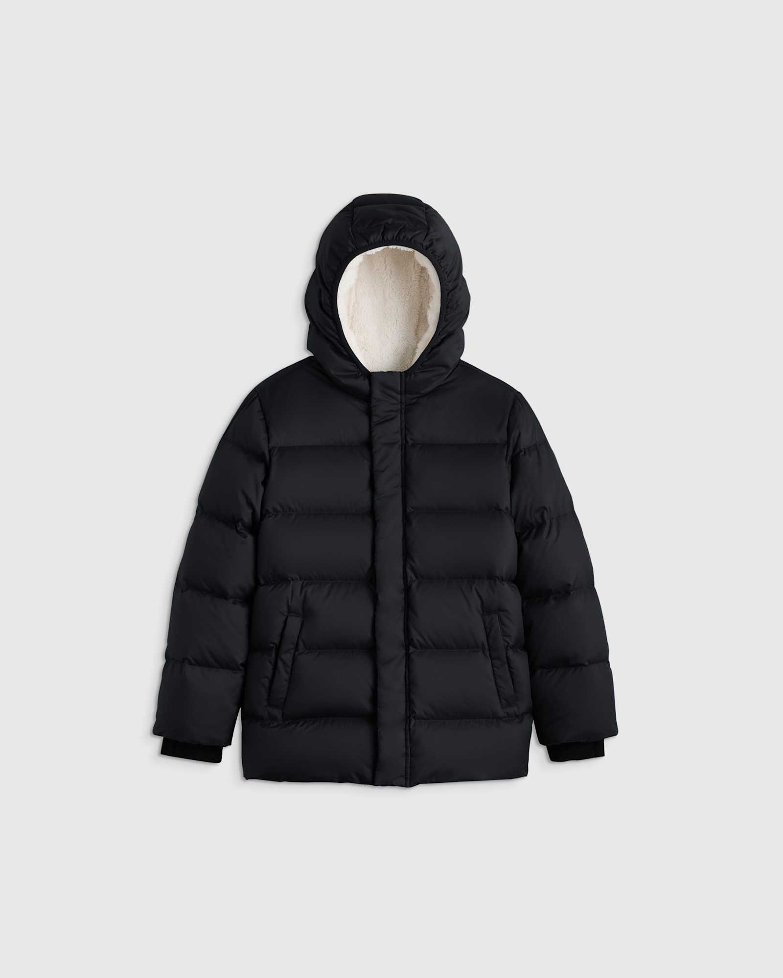 black Heavyweight Down Puffer Coat