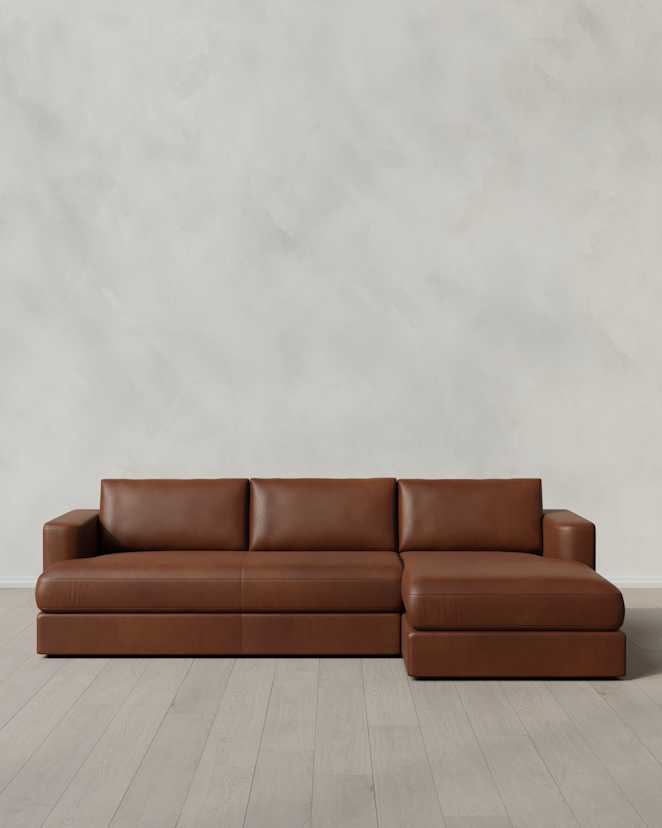 Espresso Sierra Curved Arm Chaise Sectional in Leather