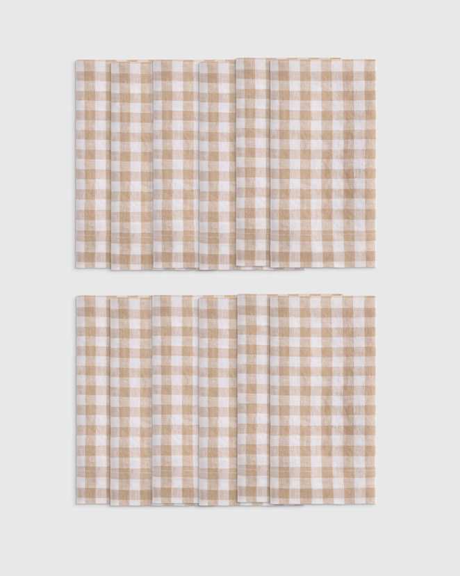 Cafe Gingham European Linen Wide-Hem Napkins (Set of 12)