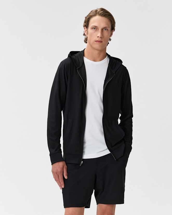 Black Pull à capuche de performance en Flowknit à glissière et à poches