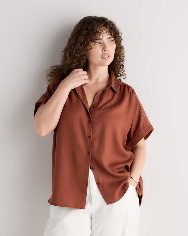 Terracotta Vintage Wash Tencel Camp Shirt