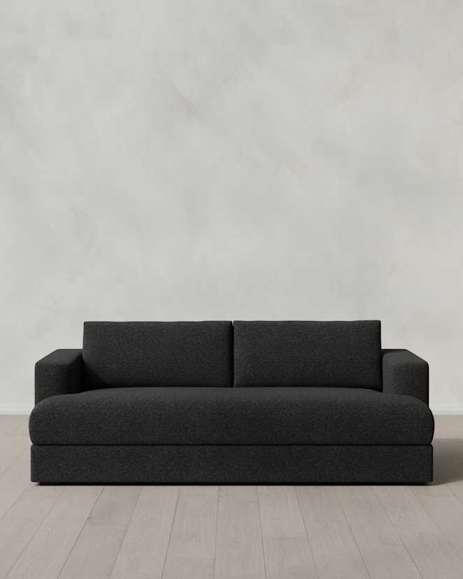 Charcoal Sierra Curved Arm Sofa in Performance Boucle