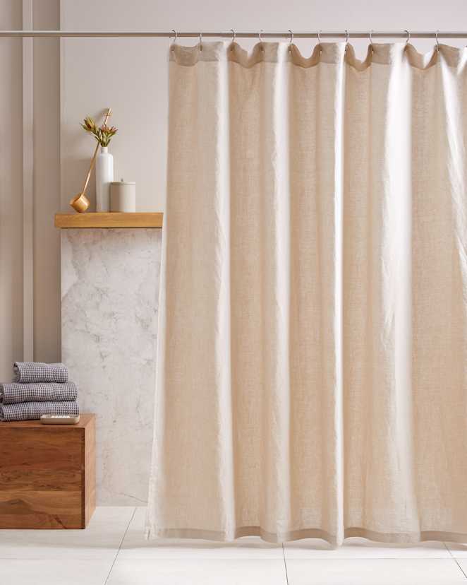 Beige European Linen Shower Curtain