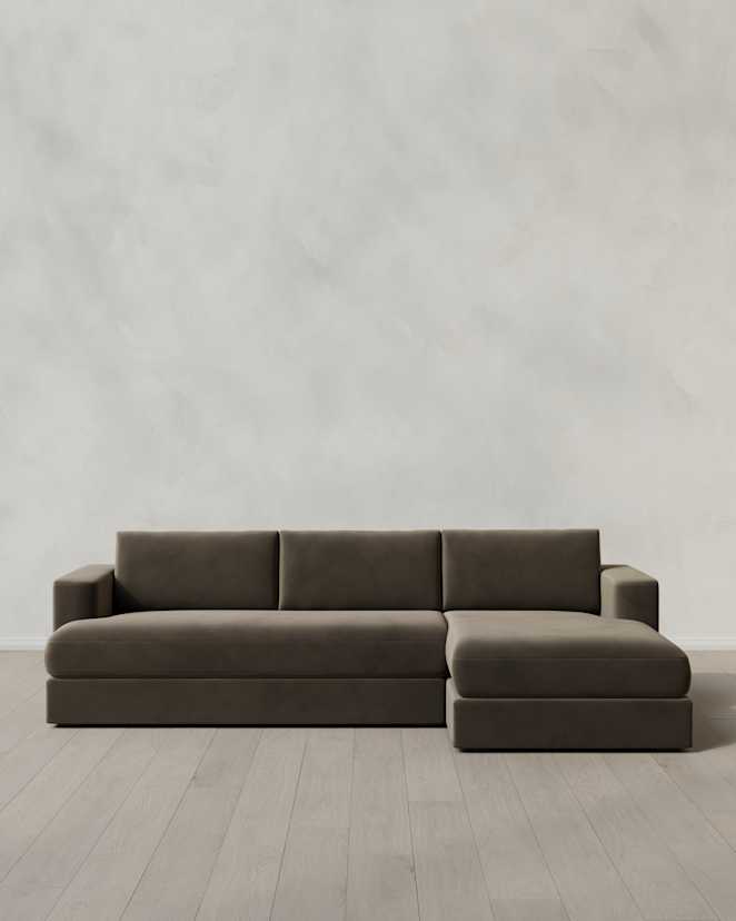 Sable Sierra Curved Arm Chaise Sectional in Performance Velvet