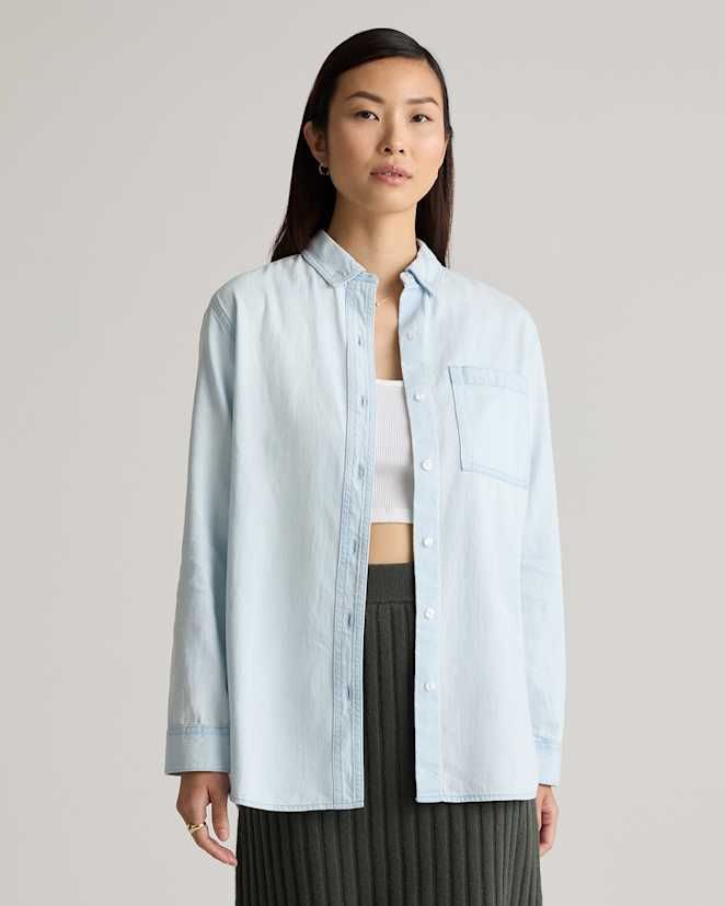 Light Chambray Distressed Denim Oversized Shirt