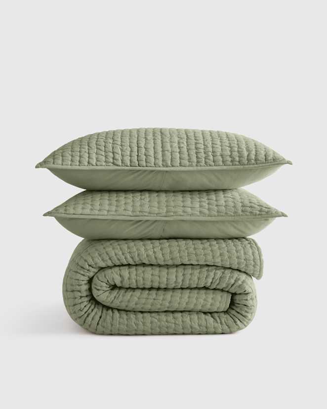 Willowleaf European Linen Cotton Stitch Quilt Set