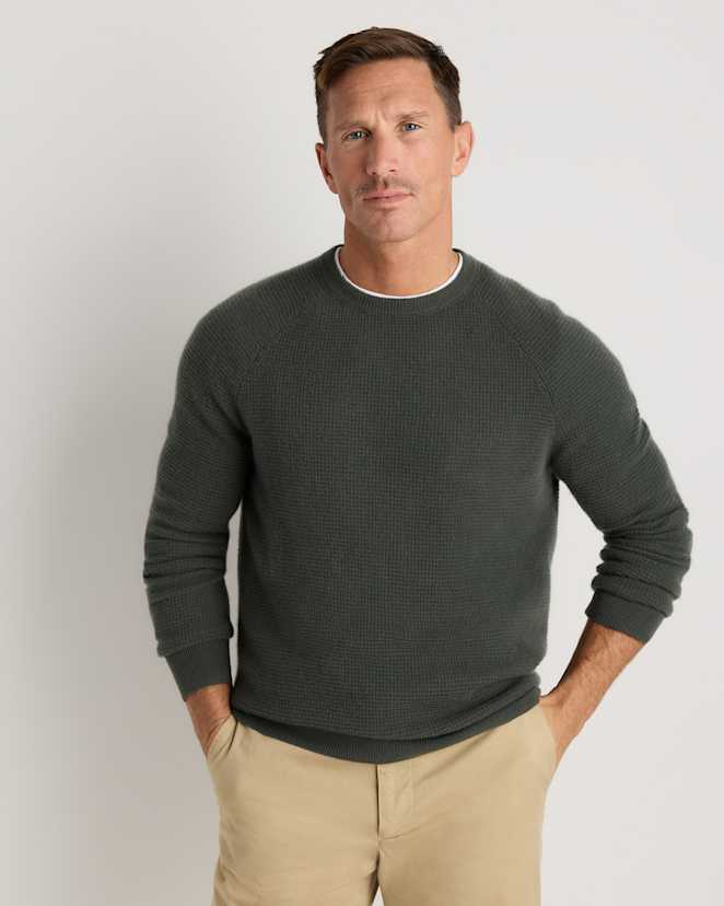 Moss Mongolian Cashmere Waffle Sweatshirt