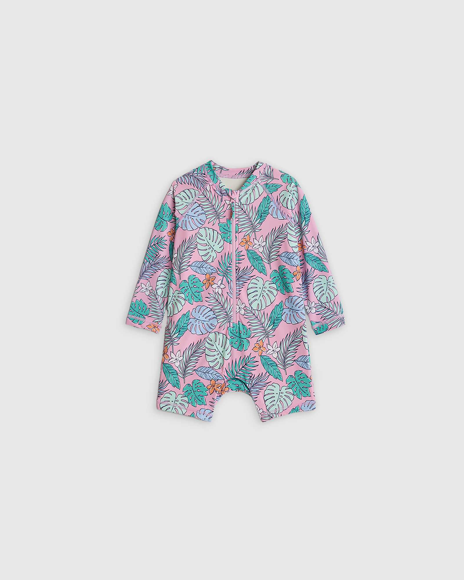 palms Long Sleeve Zip-Up Rash Guard One-Piece