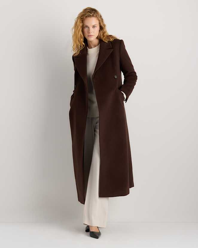 Dark Chocolate Wool Cashmere Tailored Long Coat