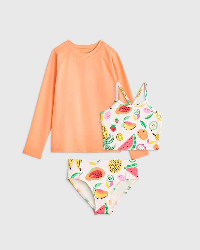 Fruit Punch Tankini and Long Sleeve Raglan Rash Guard Set