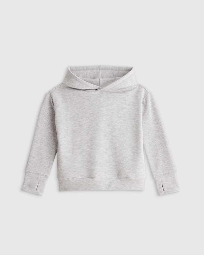 Heather Grey Girls SuperSoft Fleece Crop Pullover Hoodie