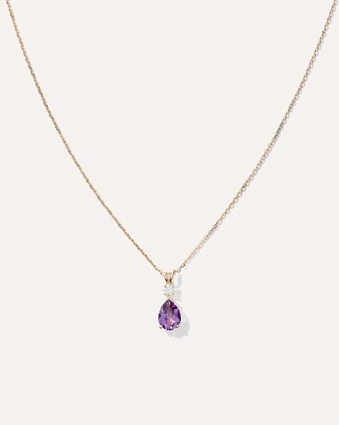 Yellow Gold 14K Gold Diamond & Semi-Precious Gemstone Drop Necklace