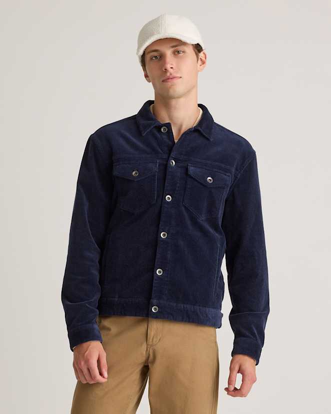 Deep Navy Organic Stretch Corduroy Trucker Jacket