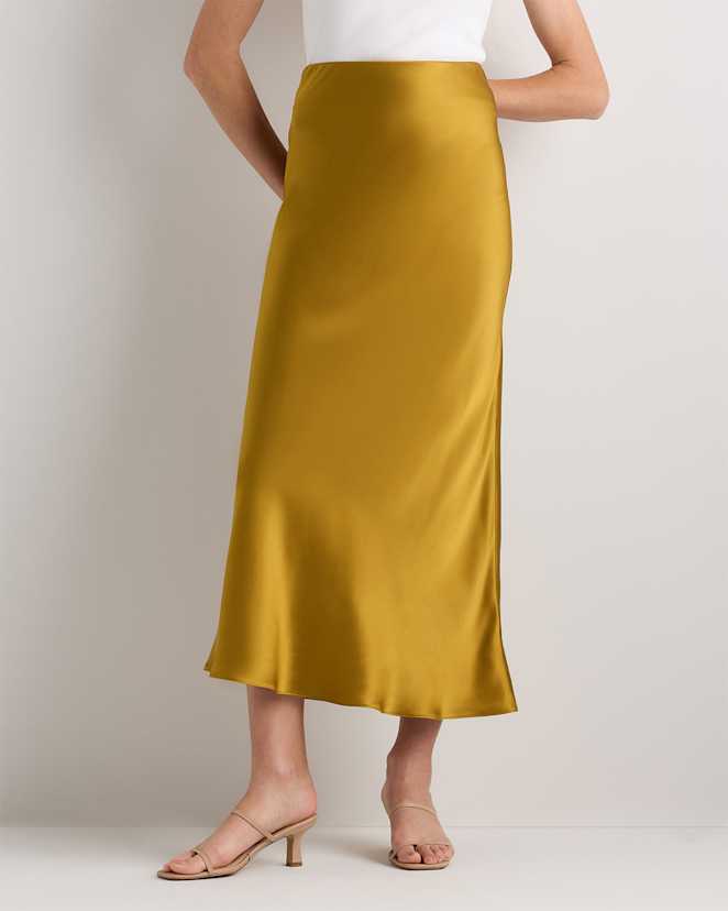 Mineral Yellow 100% Washable Silk Maxi Skirt
