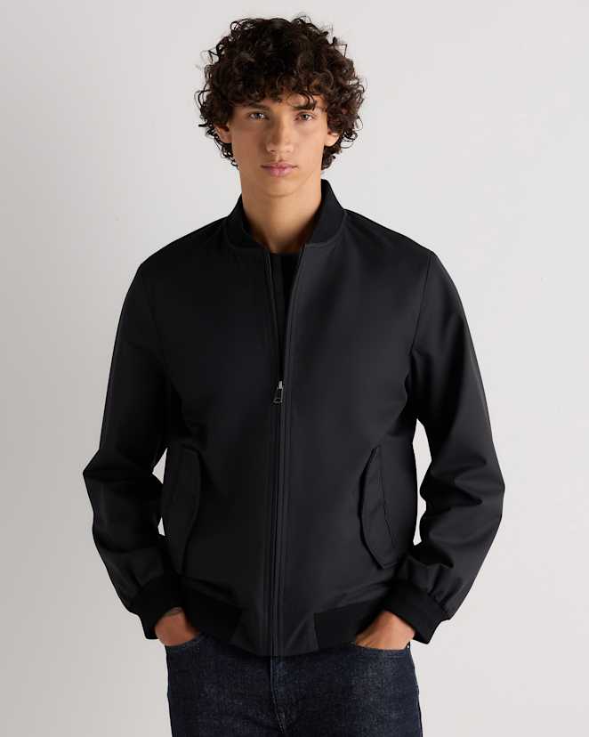 Black Water-Resistant Flex Bomber Jacket