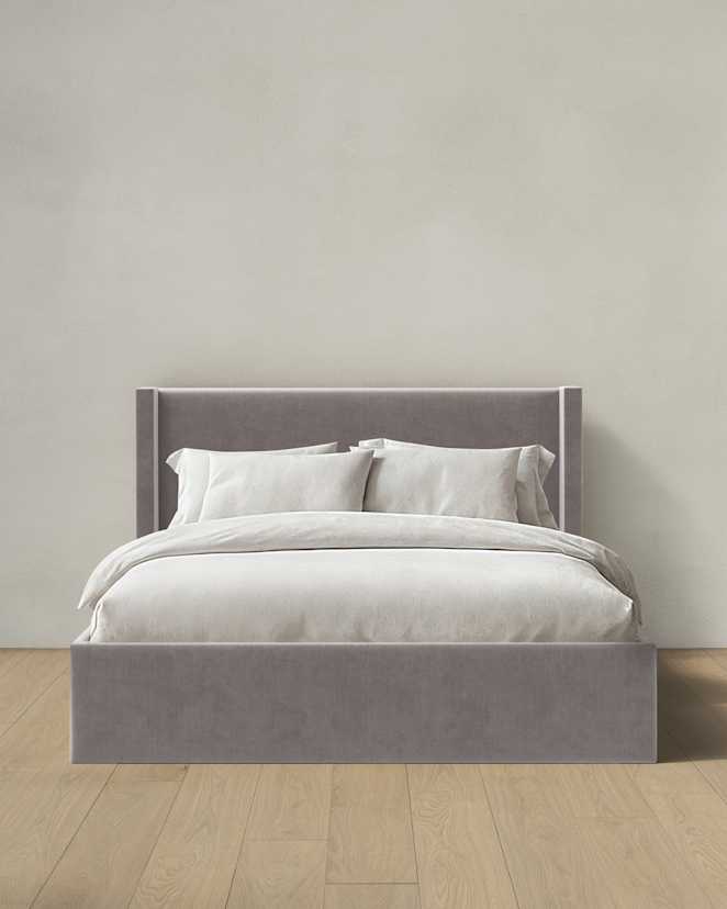 Steel Wingback Bed in Performance Velvet