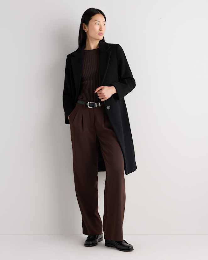 Black Wool Cashmere Classic Single-Breasted Coat
