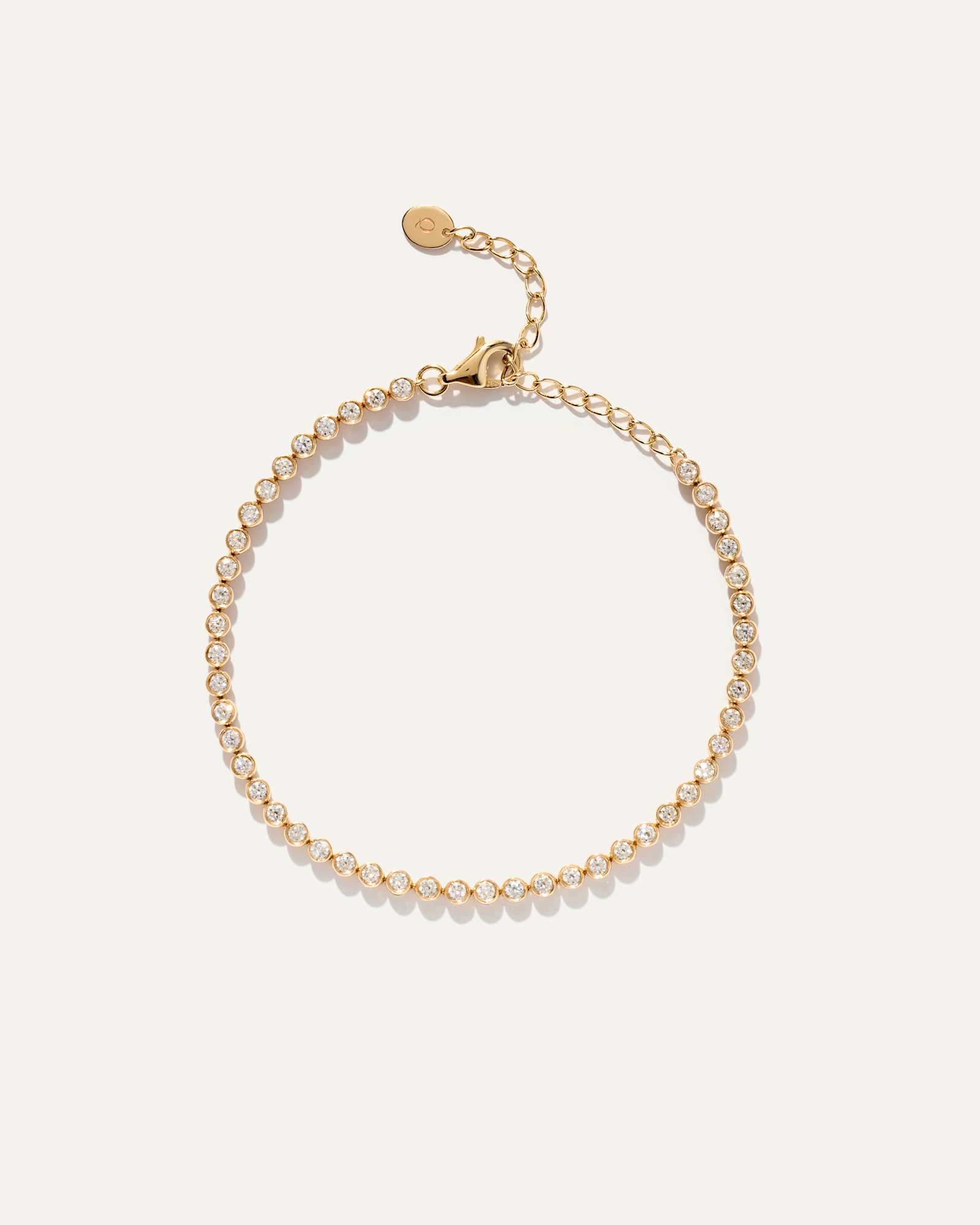 Yellow Gold Bracelet rivière délicat en or 14 carats à diamants sertis clos - 1 carat au total