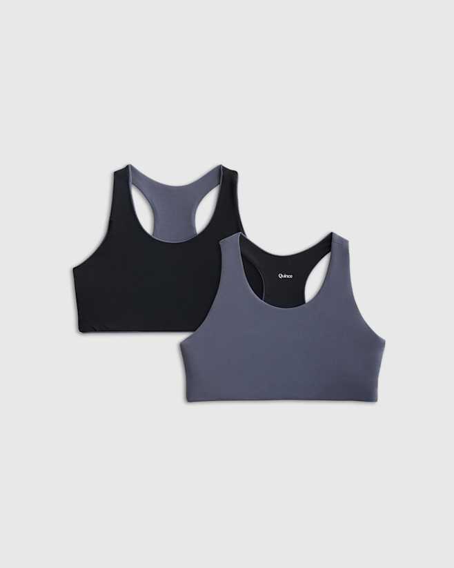 Black/Blue Fog Girls Ultra-Form Reversible Racerback Bra 2-Pack