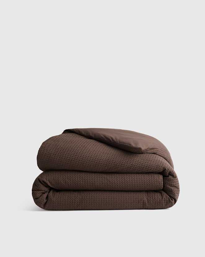 Espresso Organic Luxe Honeycomb Duvet Cover