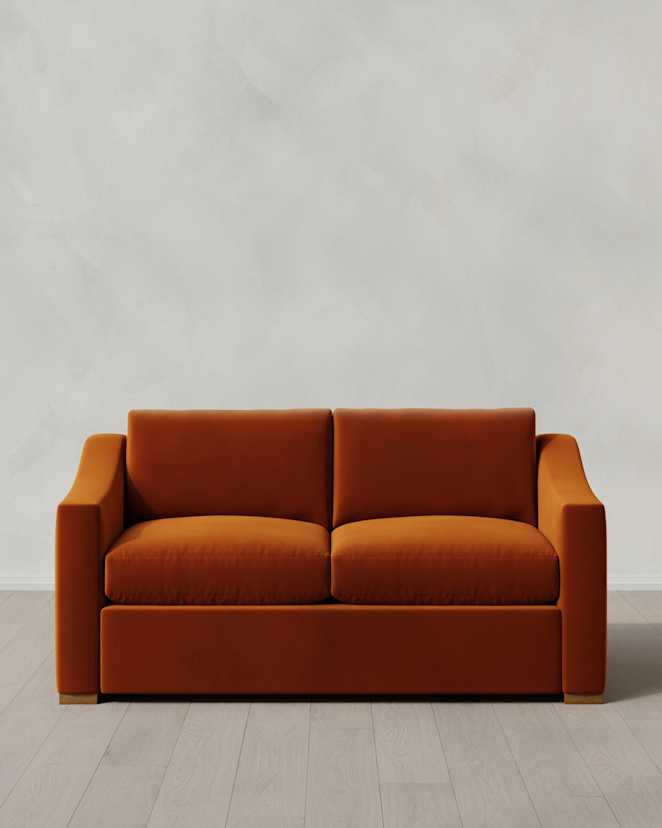 Rust Hollis Slope Arm Sofa in Performance Velvet