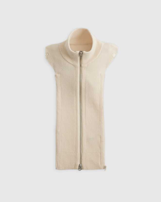 Ivory 100% Mongolian Cashmere Ribbed Collar Blazer Insert