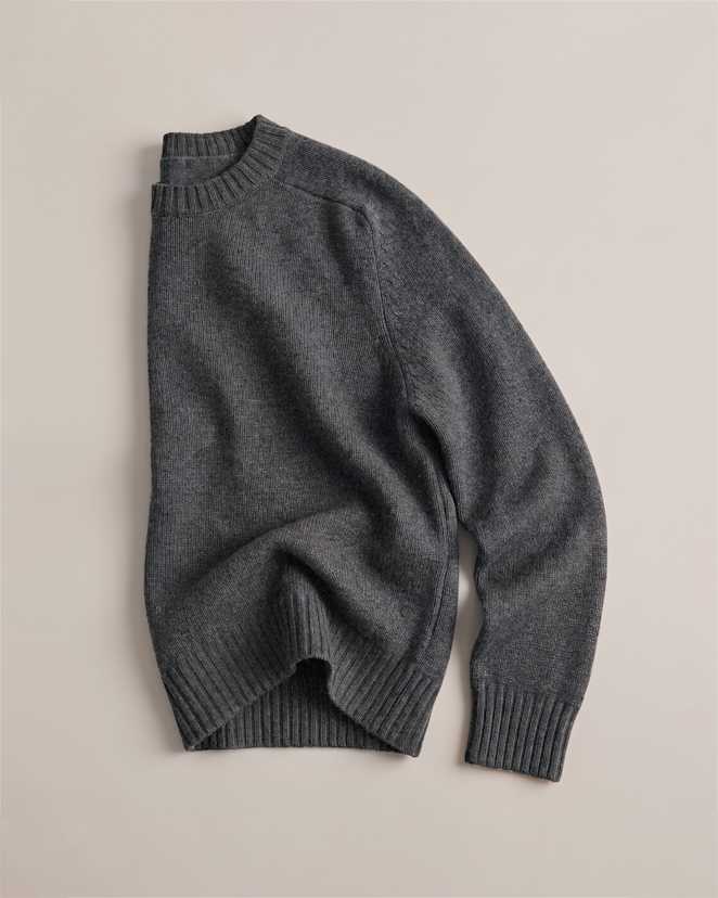 Heather Pewter Luxe Baby Cashmere Crewneck Sweater