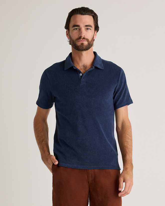 Deep Navy Polo en éponge 100 % coton biologique