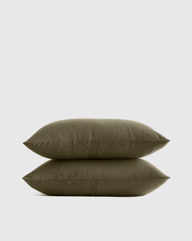 Dusty Olive Ensemble de taies décoratives en lin européen