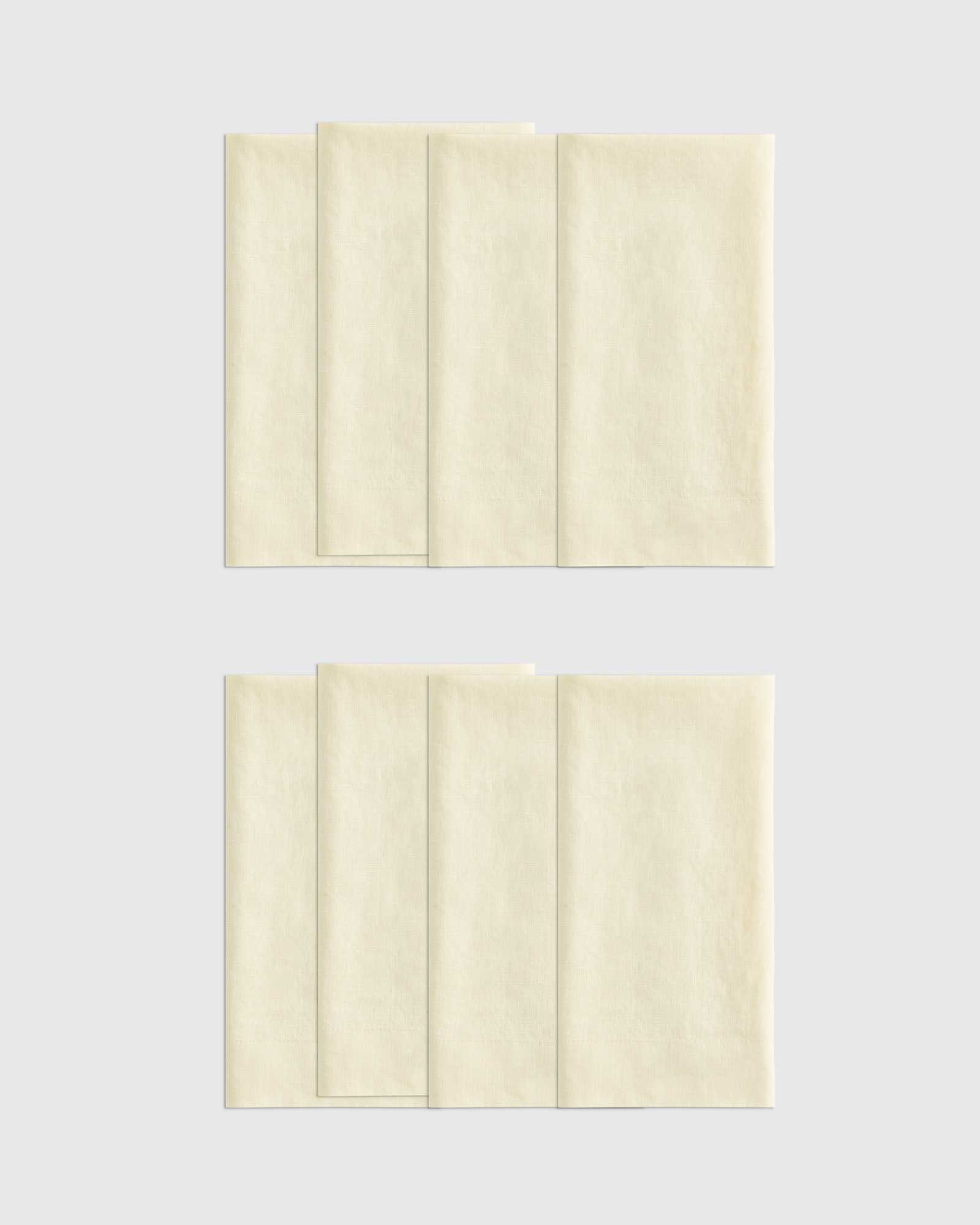 butter-yellow European Linen Wide-Hem Napkins (Set of 8)