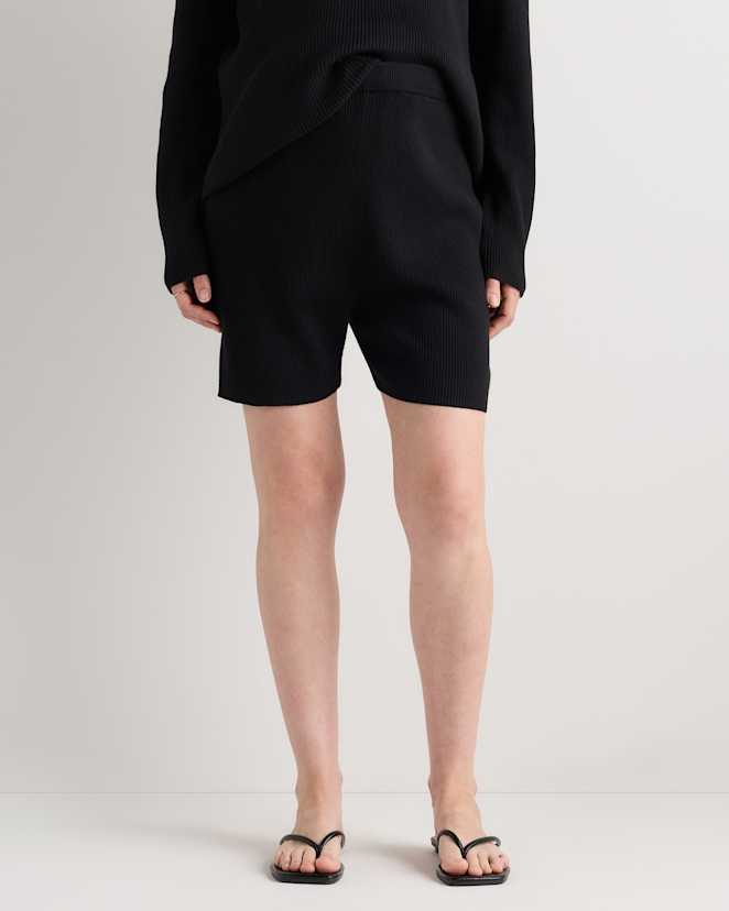 Black Cotton Cashmere Maternity Knit Shorts