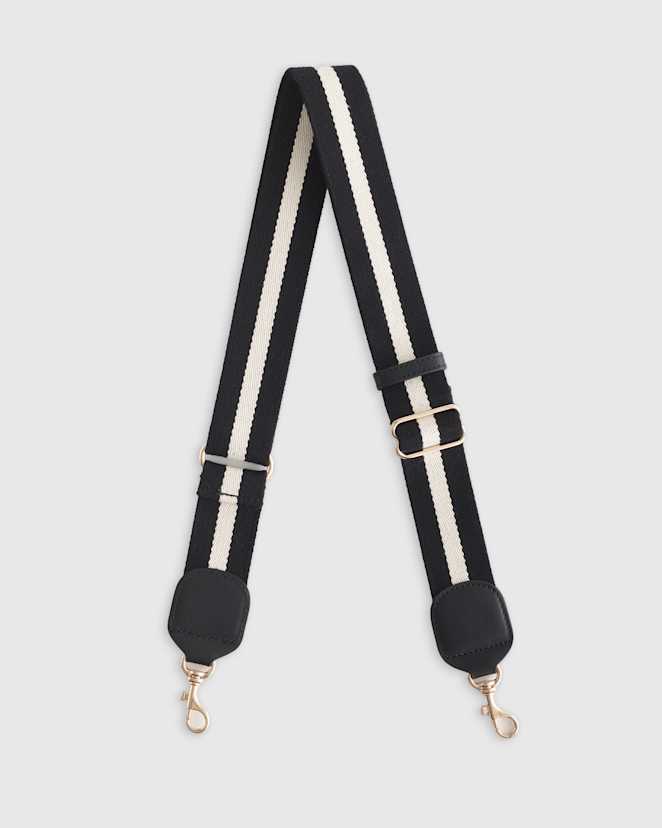 Black/Natural Organic Cotton Adjustable Webbing Strap