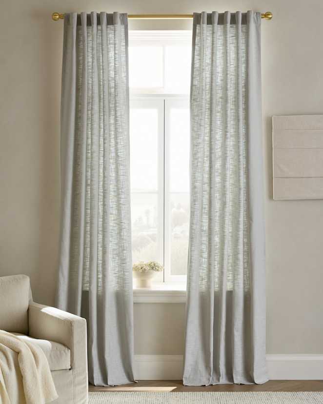 Light Grey Textured Cotton Curtain