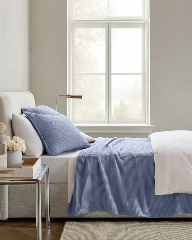 Mineral Organic Ribbed Cotton Coverlet