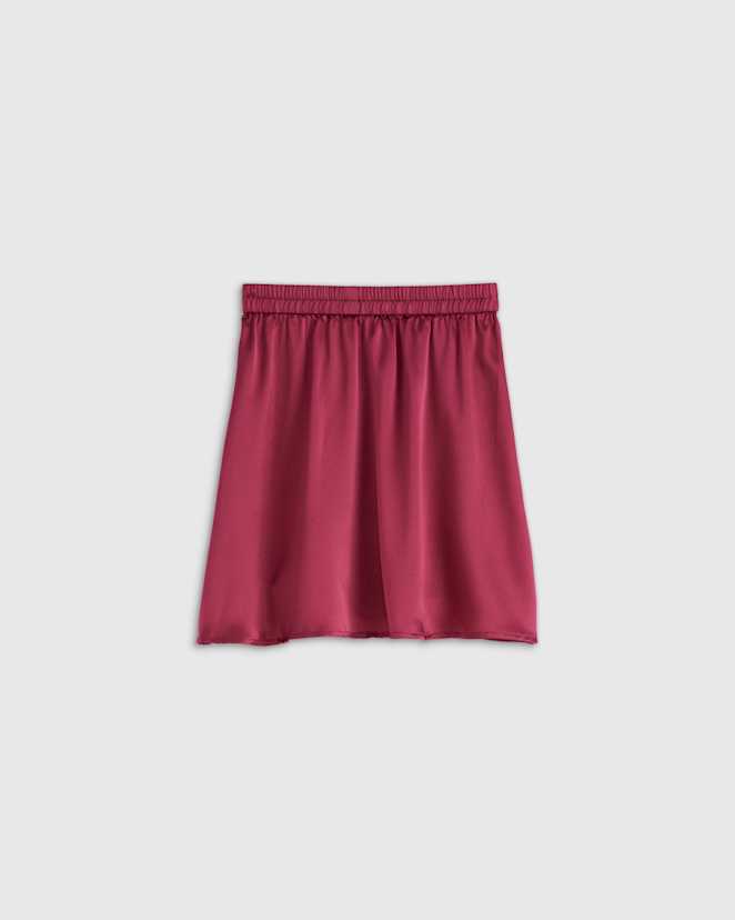Burgundy 100% Washable Silk Mini Skirt