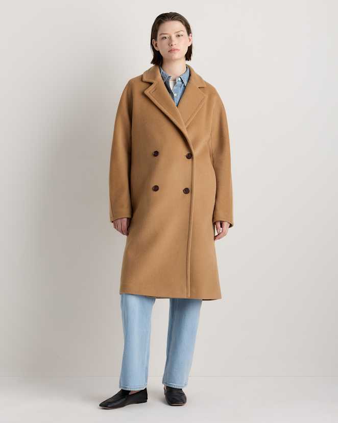 Caramel Wool Cashmere Double-Breasted Slouch Coat