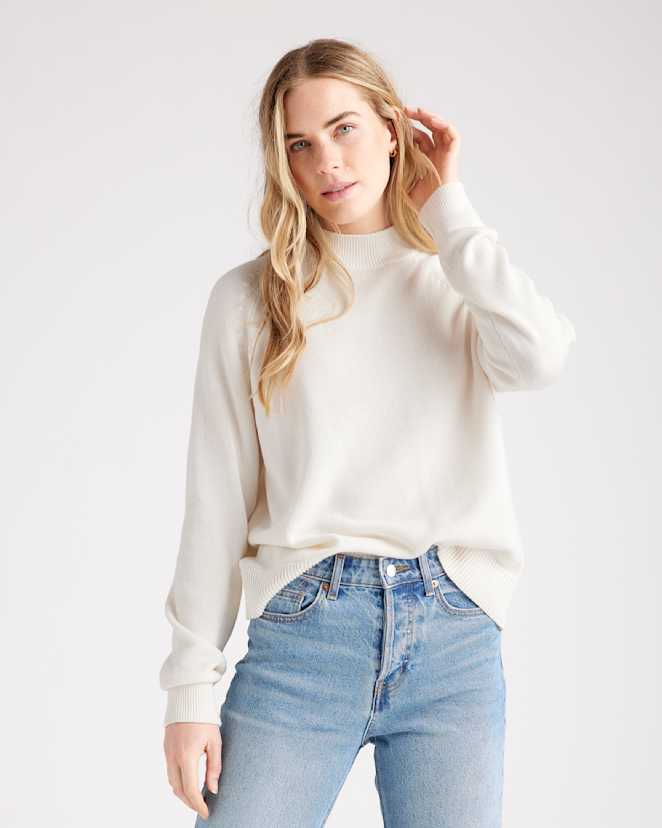 Ivory 100% Organic Cotton Mock Neck Sweater