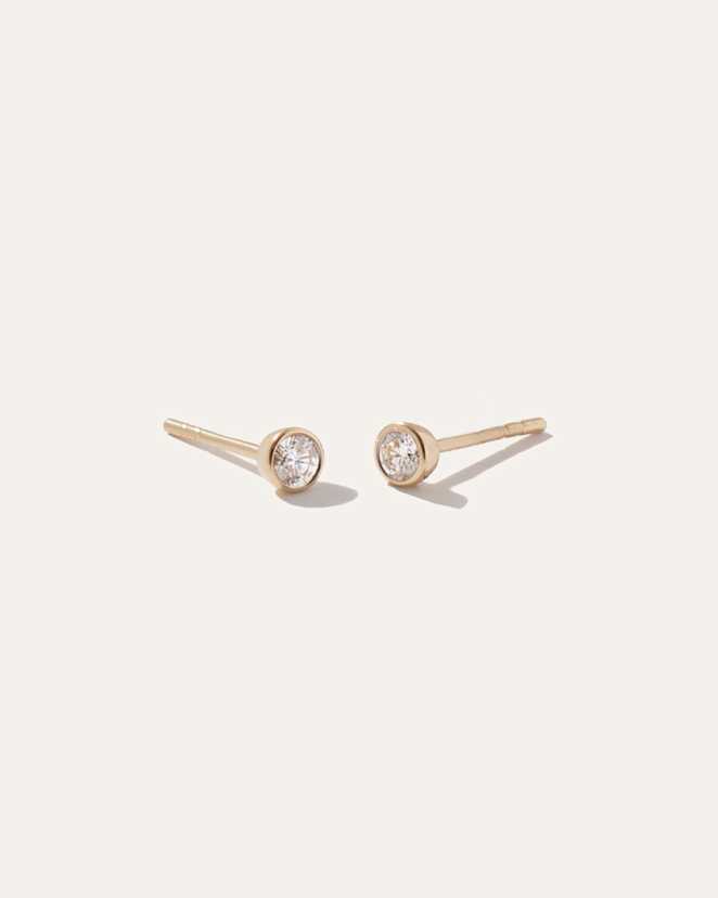 Yellow Gold 14K Gold Natural Diamond Bezel Studs