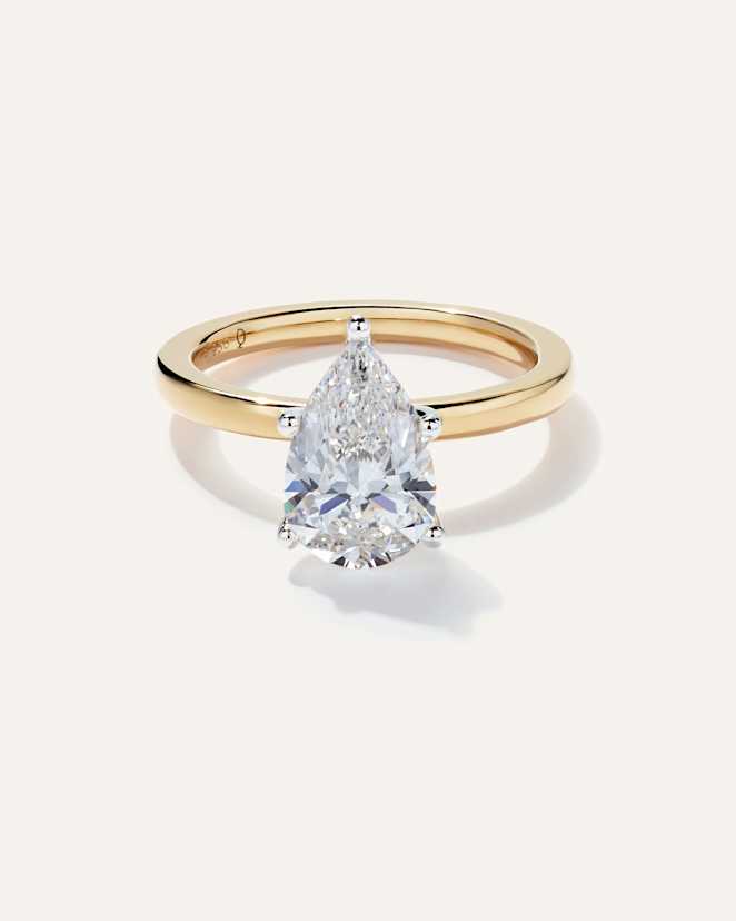 Yellow Gold Lab Grown Diamond Pear Comfort Fit Engagement Ring - 2.5ct