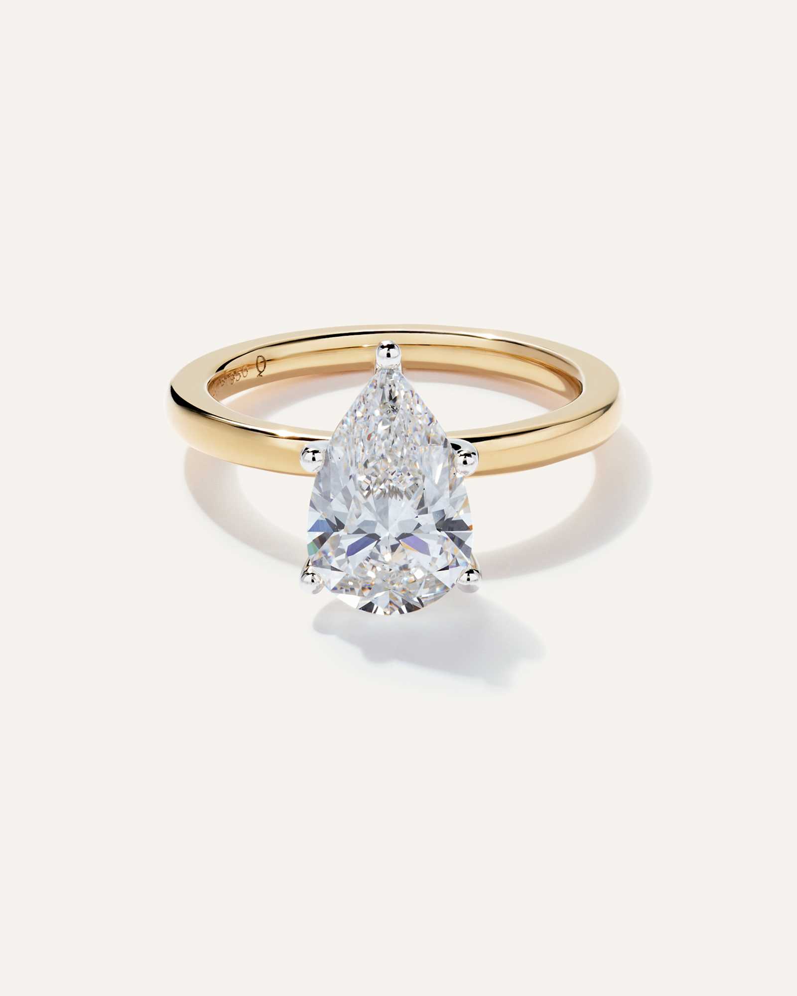 Yellow Gold Lab Grown Diamond Pear Comfort Fit Engagement Ring - 2.5ct