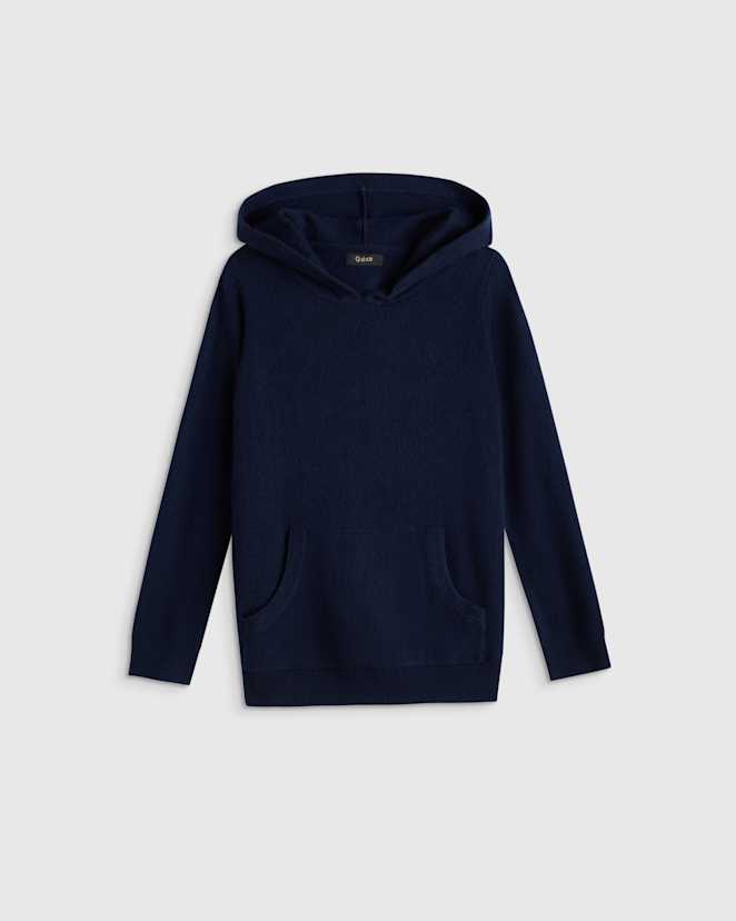 True Navy Pull à capuche en cachemire lavable
