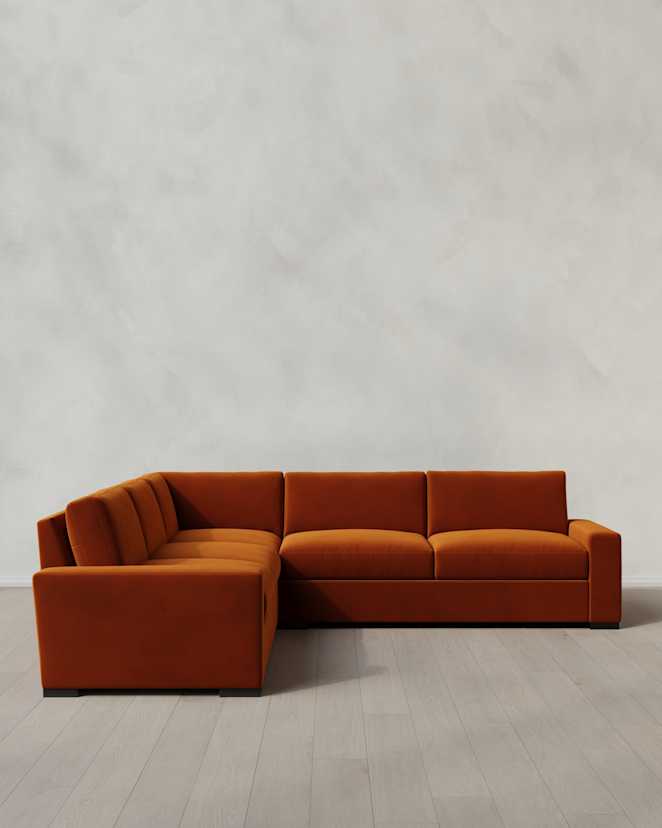 Rust Stillman L Sectional in Performance Velvet