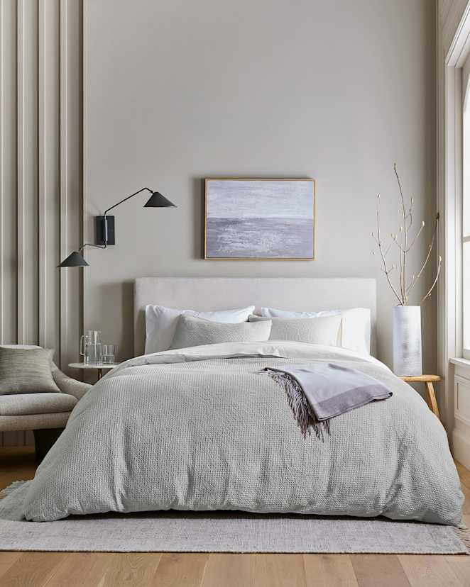 Light Grey Ensemble de housse de couette en nid d'abeille de luxe biologique