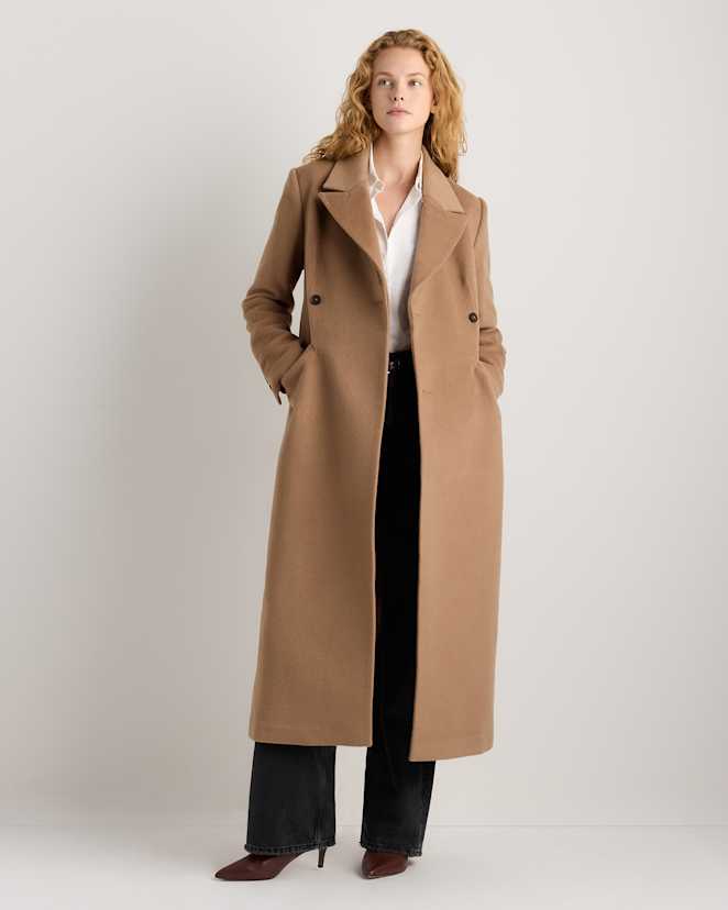 Mocha Brown Wool Cashmere Tailored Long Coat