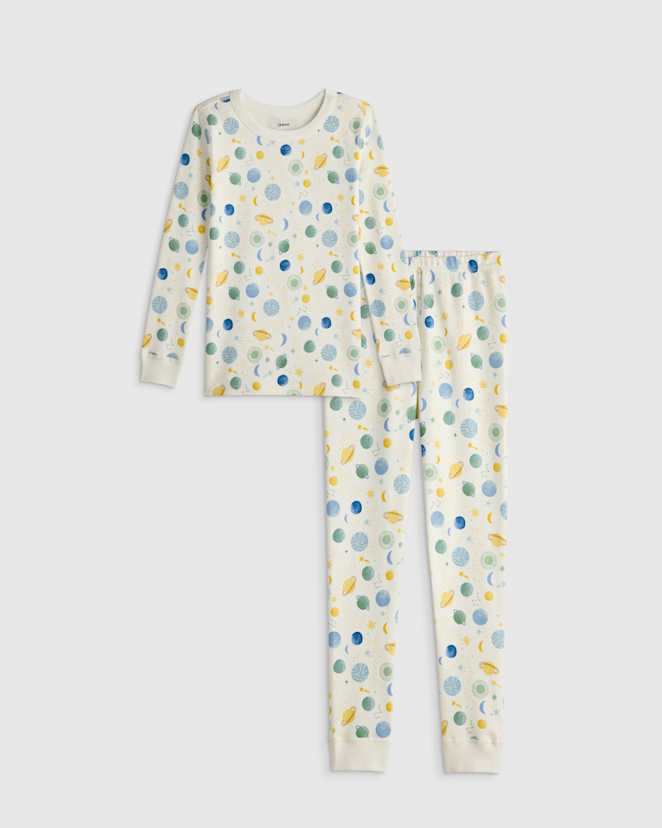 Celestial Dreams Cream 100% Organic Cotton Long Sleeve and Pant Pajama Set