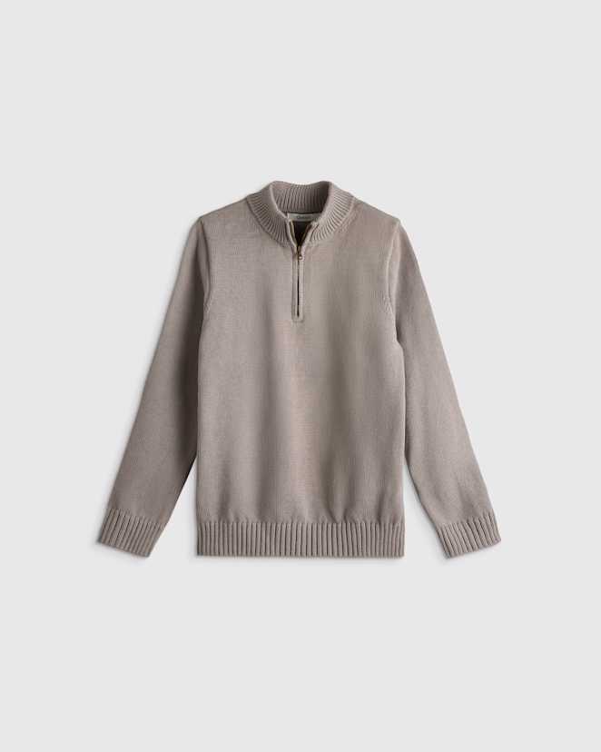 Grey Boys 100% Organic Cotton Quarter-Zip Sweater